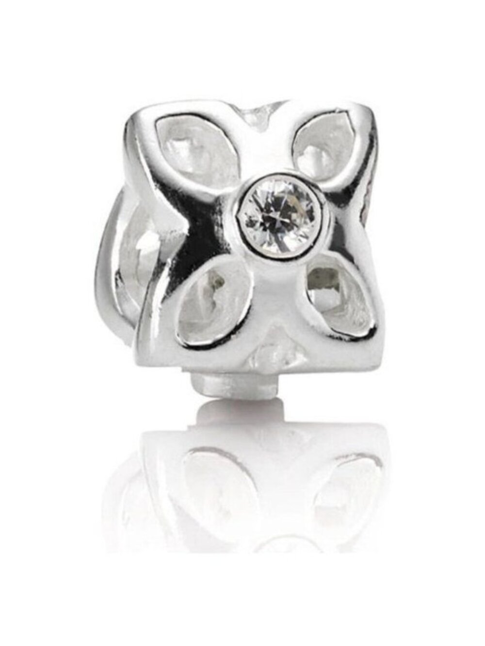 Pandora Sterling Silver Four Petal Flower Clear CZ Charm 790260CZ